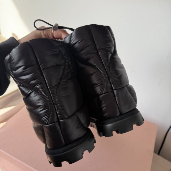 NWt Miu Miu Quilted Boots Black Nylon Padded Drawstring Sz 40 - Picture 10 of 12